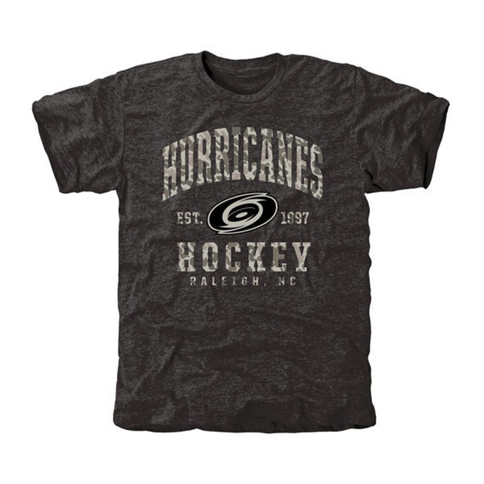 Carolina Hurricanes Camo Stack Black Tri-Blend T-Shirt