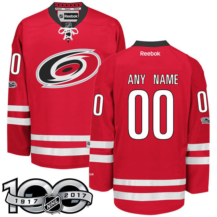 Carolina Hurricanes Red Celebrate 100th Classic Patch Customized Jersey