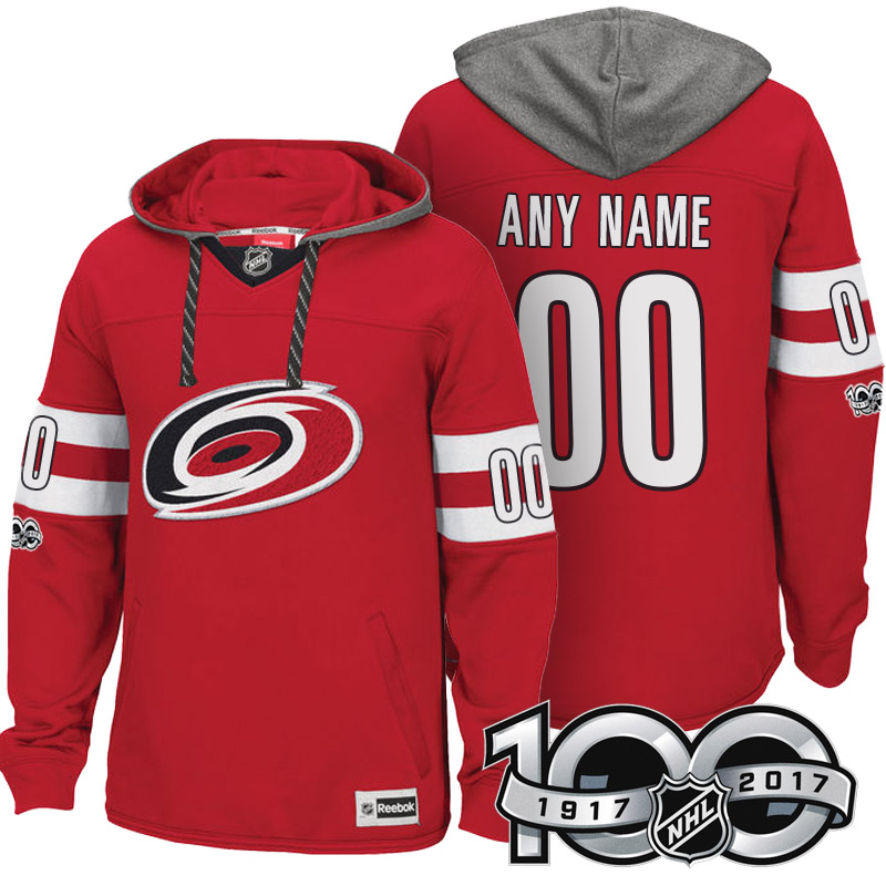 Hurricanes Red Centennial Patch Custom Hoodie