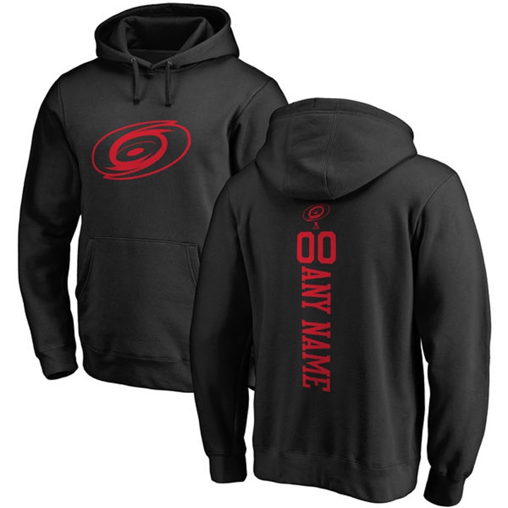 NHL Carolina Hurricanes Black Personalized Backer Fleece Pullover Hoodie