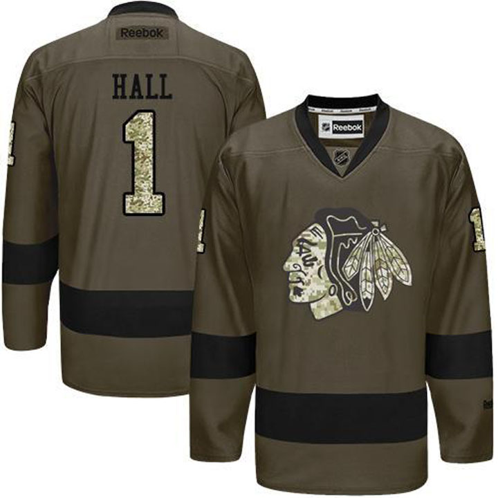 Glenn Hall Chicago Blackhawks #1 Green Camo Player Jersey