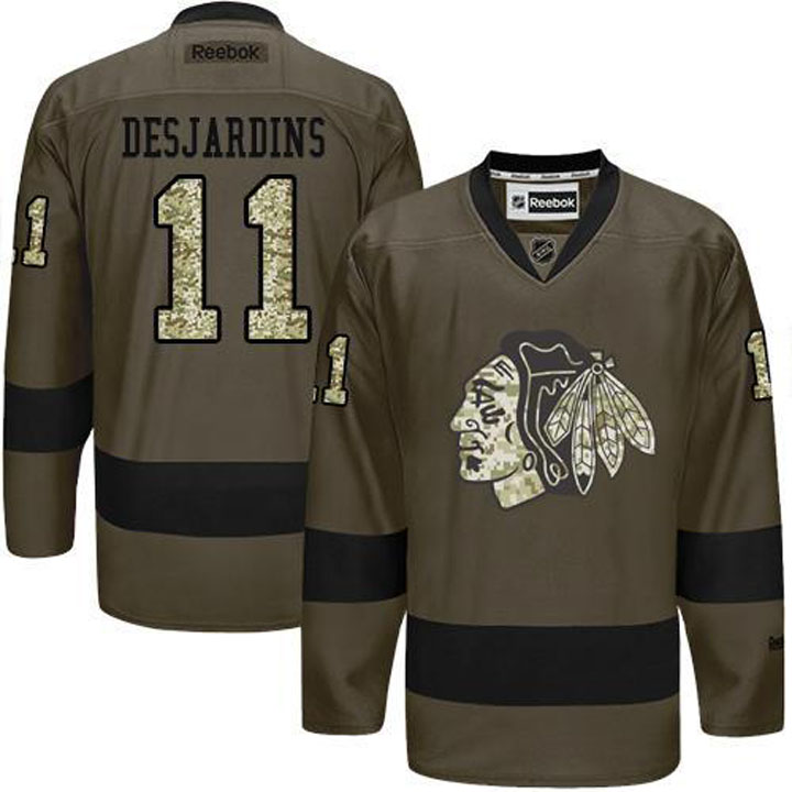 Andrew Desjardins Chicago Blackhawks #11 Green Camo Player Jersey