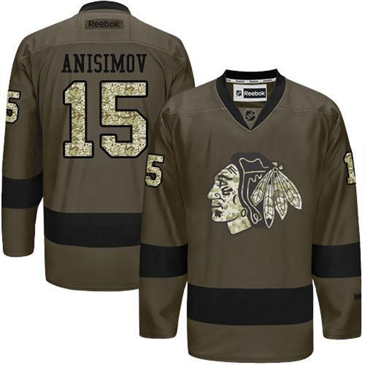 Artem Anisimov Chicago Blackhawks #15 Green Camo Player Jersey