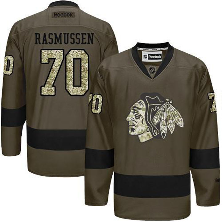 Dennis Rasmussen Chicago Blackhawks #70 Green Camo Player Jersey