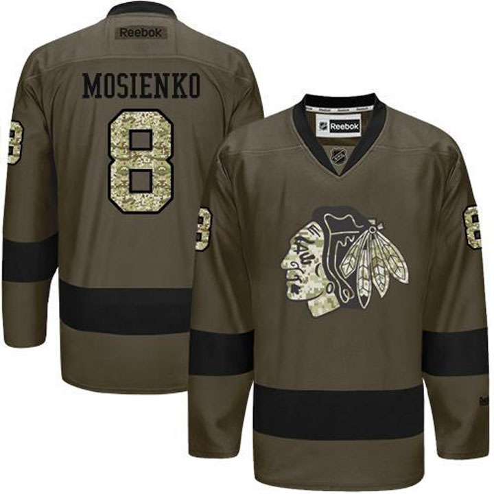 Bill Mosienko Chicago Blackhawks #8 Green Camo Player Jersey