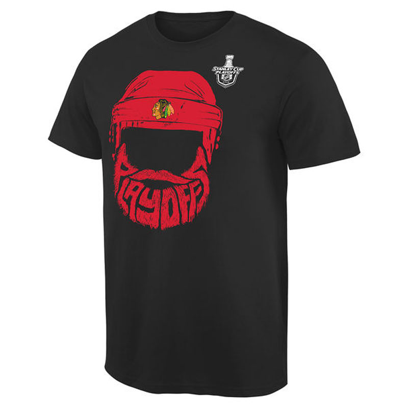 Chicago Blackhawks 2016 Stanley Cup Playoffs Bound Bearded Ice Hockey Black T-Shirt