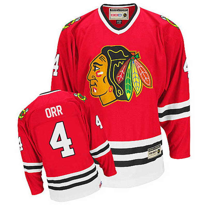 Bobby Orr Chicago Blackhawks #4 Throwback Ice Hockey Jersey