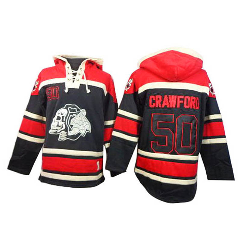 Corey Crawford Chicago Blackhawks #50 Ice Hockey Sawyer Hooded Sweatshirt