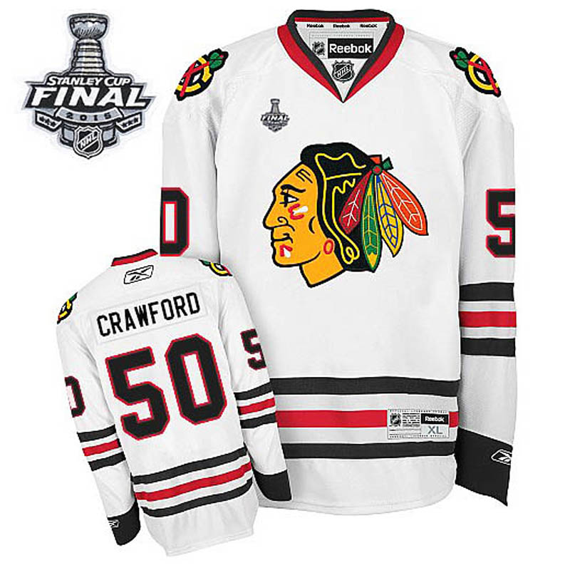 Corey Crawford Chicago Blackhawks #50 Away 2015 Stanley Cup Ice Hockey Jersey