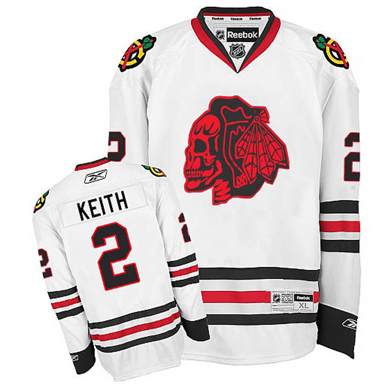 Duncan Keith Chicago Blackhawks #2 Red Skull Ice Hockey Jersey