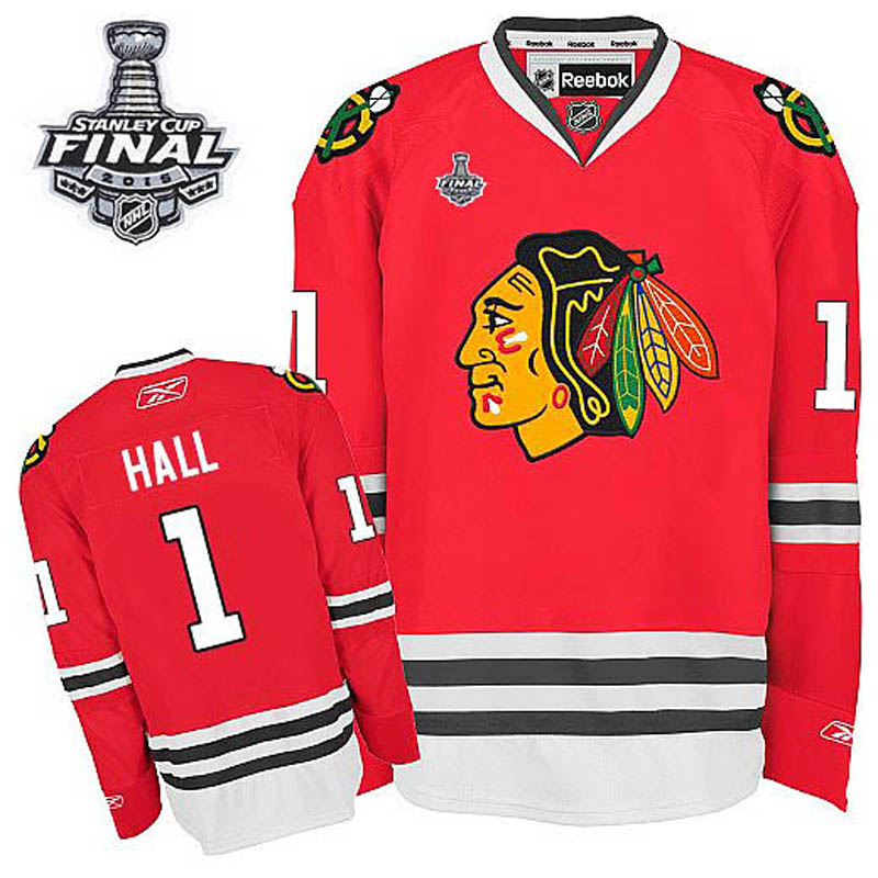 Glenn Hall Chicago Blackhawks #1 Home 2015 Stanley Cup Ice Hockey Jersey