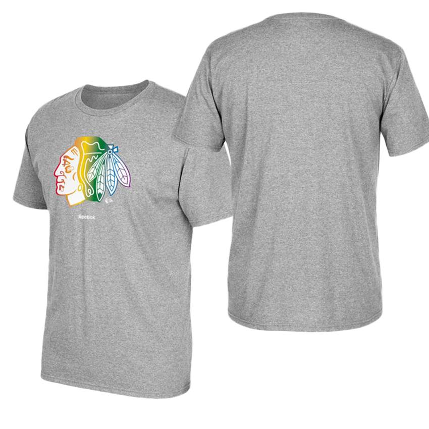 Chicago Blackhawks Gray Hockey Is For Everyone Rainbow T-shirt