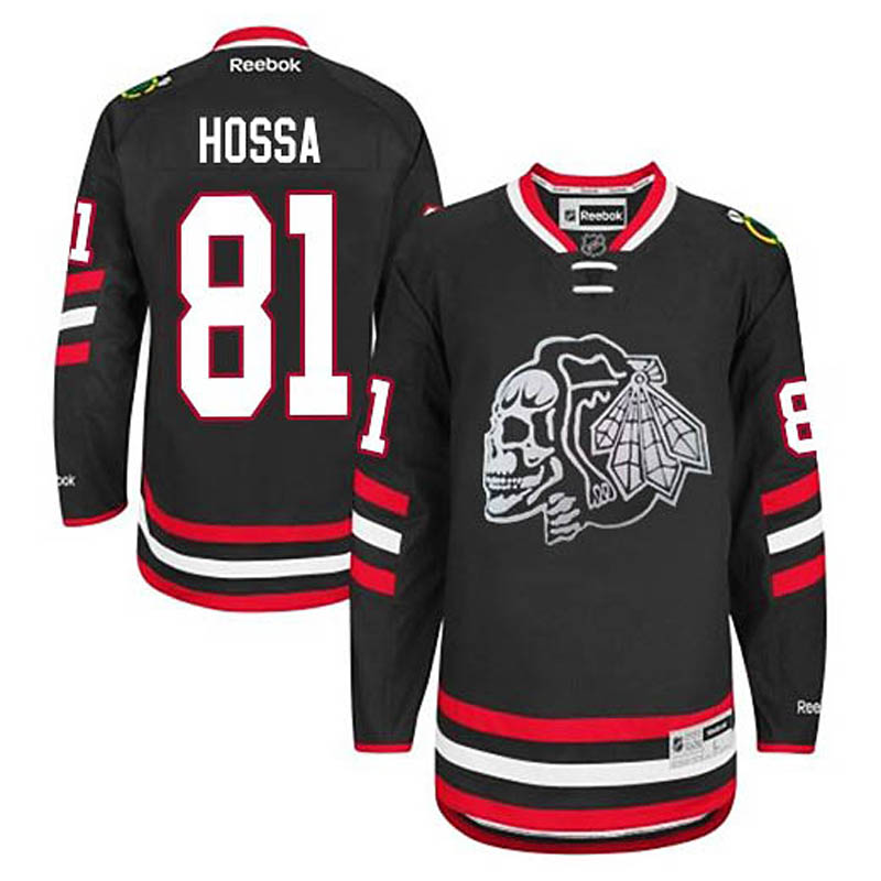 Marian Hossa Chicago Blackhawks #81 White Skull 2014 Stadium Series Ice Hockey Jersey