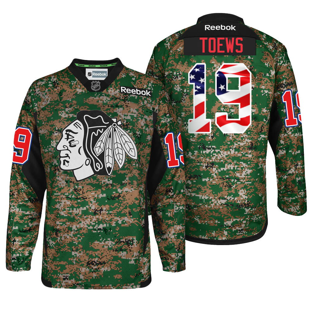 2016-2017 Blackhawks Jonathan Toews #19 Camo Military Appreciation Night Jersey