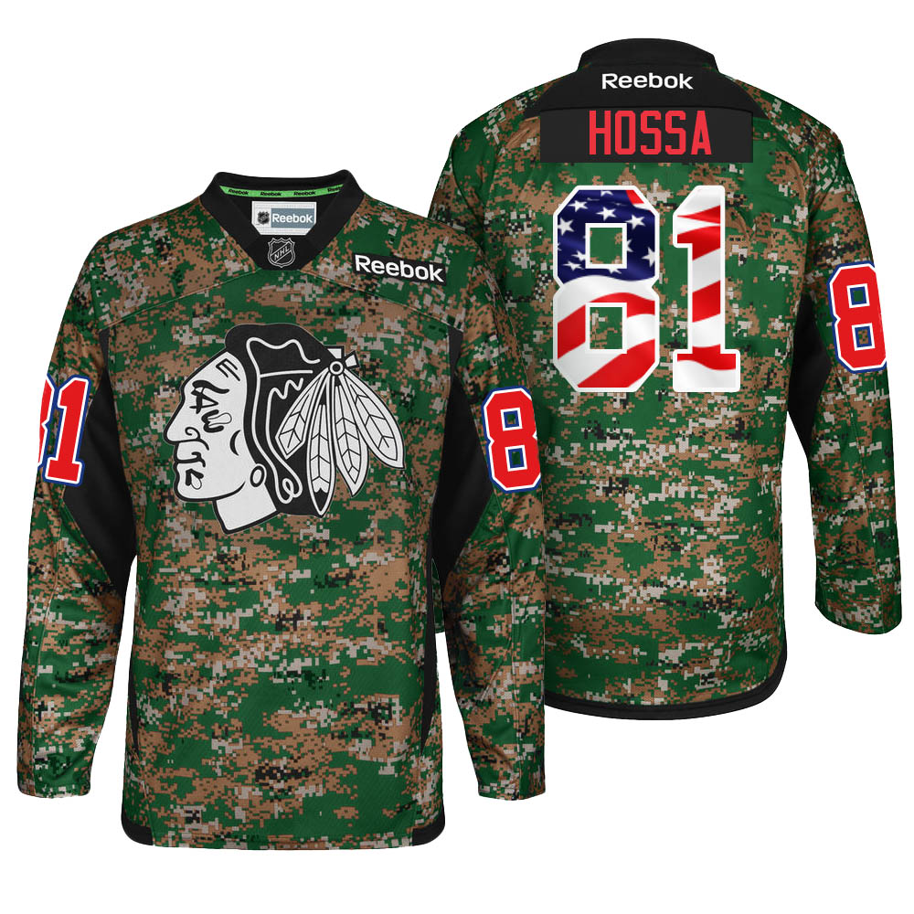 2016-2017 Blackhawks Marian Hossa #81 Camo Military Appreciation Night Jersey