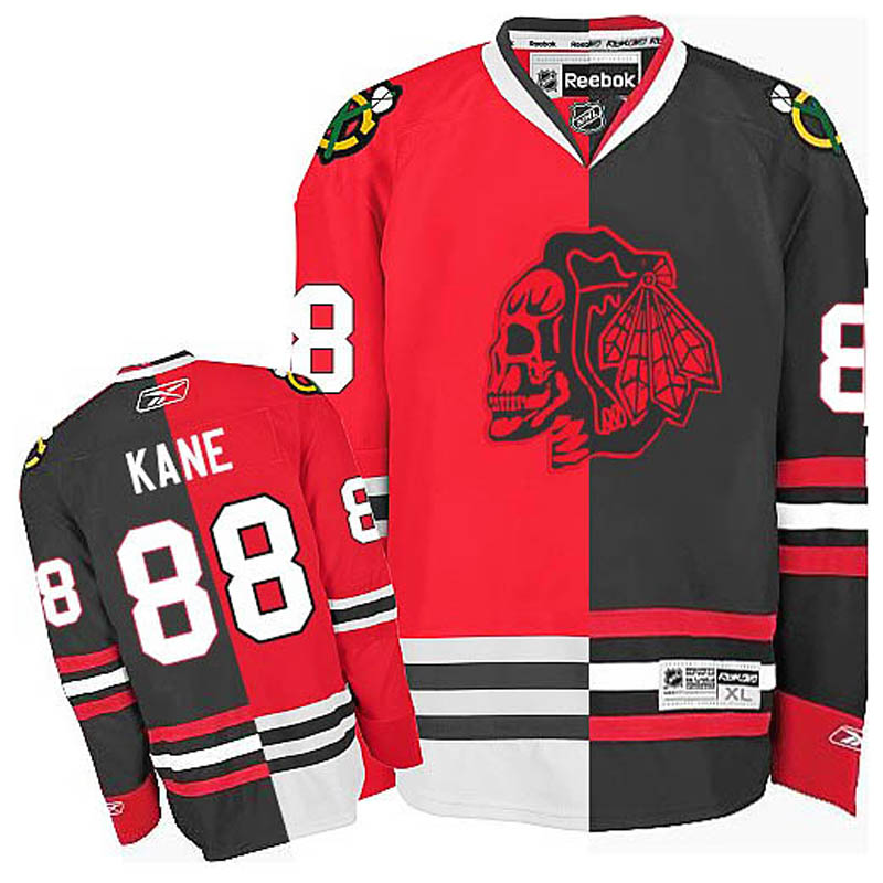 Patrick Kane Chicago Blackhawks #88 Split Fashion Red Skull Ice Hockey Jersey