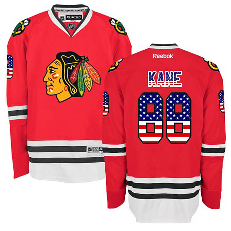 Patrick Kane Chicago Blackhawks #88 USA Flag Fashion Ice Hockey Jersey