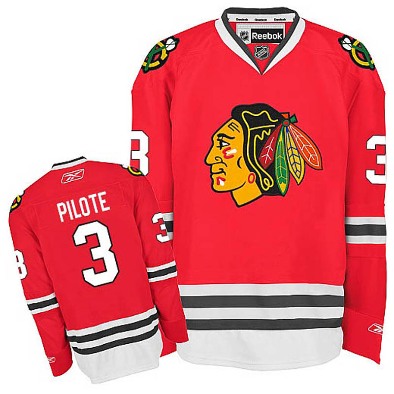 Pierre Pilote Chicago Blackhawks #3 Home Ice Hockey Jersey