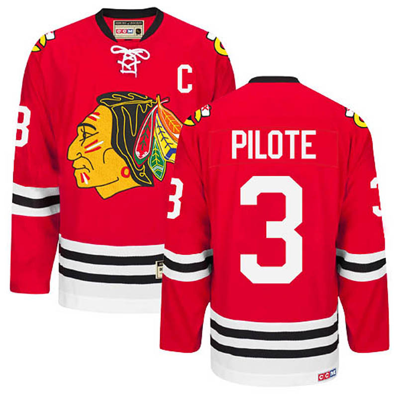 Pierre Pilote Chicago Blackhawks #3 Throwback Ice Hockey Jersey