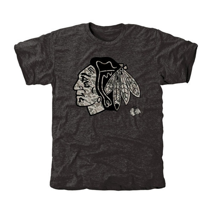 Chicago Blackhawks Rink Warrior Black Tri-Blend T-Shirt