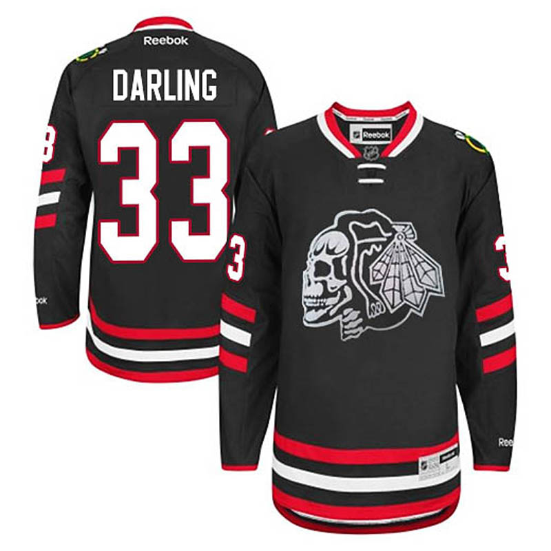 Scott Darling Chicago Blackhawks #33 White Skull 2014 Stadium Series Ice Hockey Jersey