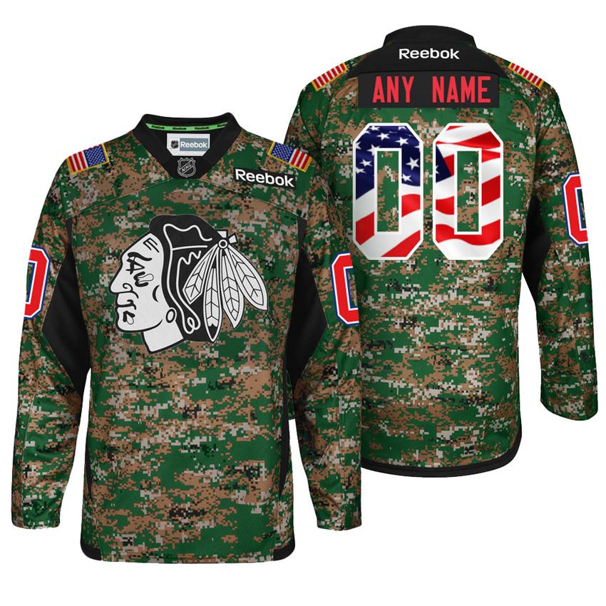 Blackhawks Camo Verterans Day Custom Jersey