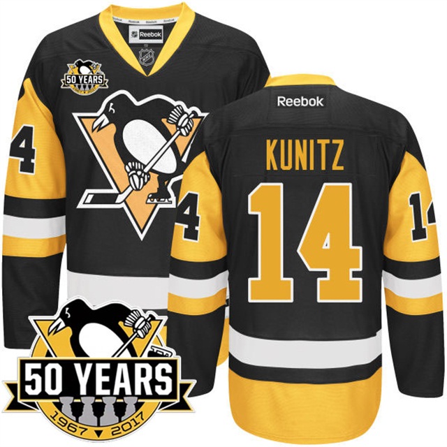 Penguins #14 Chris Kunitz 50th Anniversary Black 2016 Stanley Cup Champions Jersey