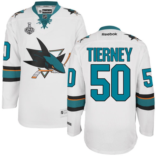 Chris Tierney San Jose Sharks #50 2016 Stanley Cup White Away Jersey