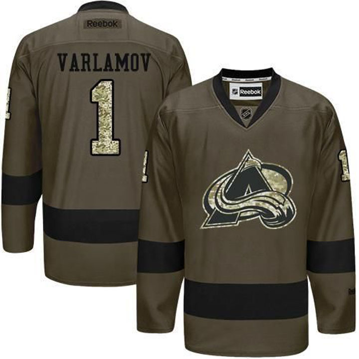 Semyon Varlamov Colorado Avalanche #1 Green Camo Player Jersey