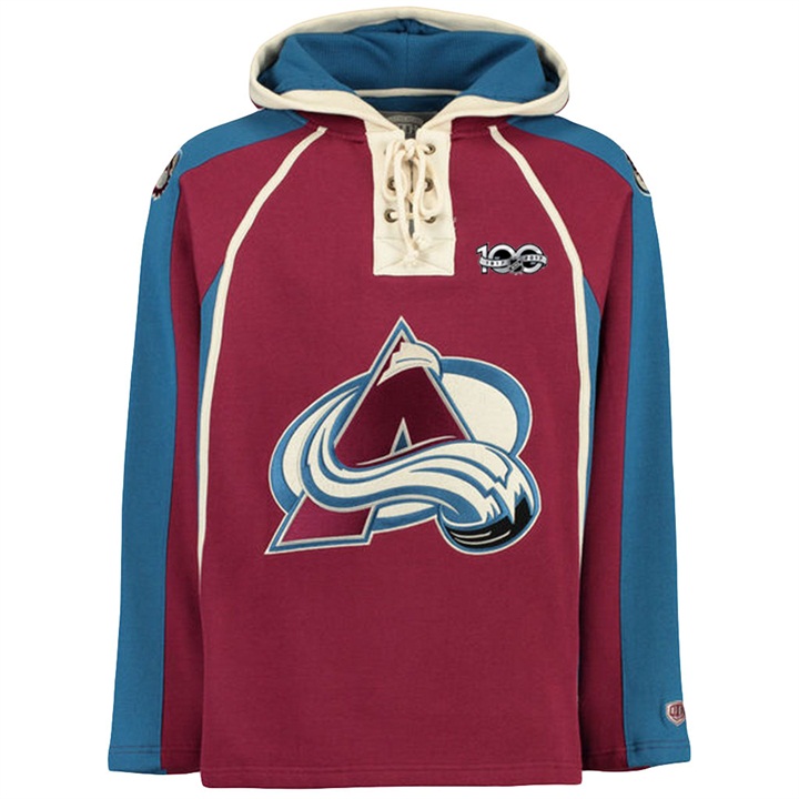 NHL Avalanche Burgundy Centennial Patch Pullover Old Time Hockey Hoodie