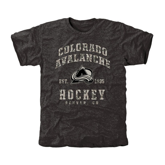 Colorado Avalanche Camo Stack Black Tri-Blend T-Shirt