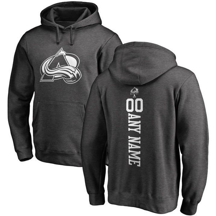 NHL Colorado Avalanche Charcoal Personalized Backer Fleece Pullover Hoodie