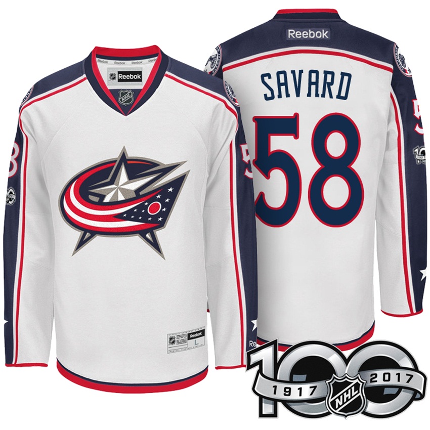 Blue Jackets David Savard #58 White Centennial Classic Patch Jersey