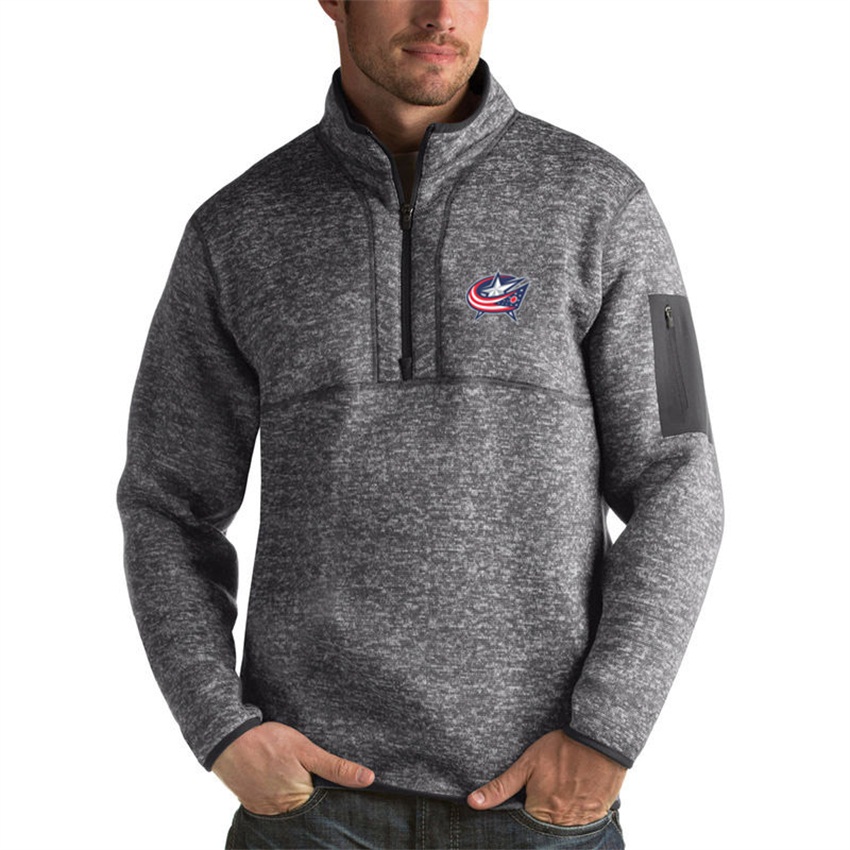 Columbus Blue Jackets Charcoal Antigua Fortune Half Zip Pullover Hoodie