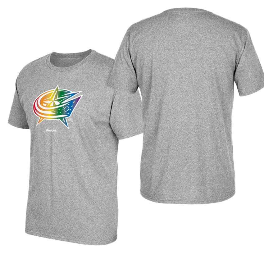 Columbus Blue Jackets Gray Hockey Is For Everyone Rainbow T-shirt