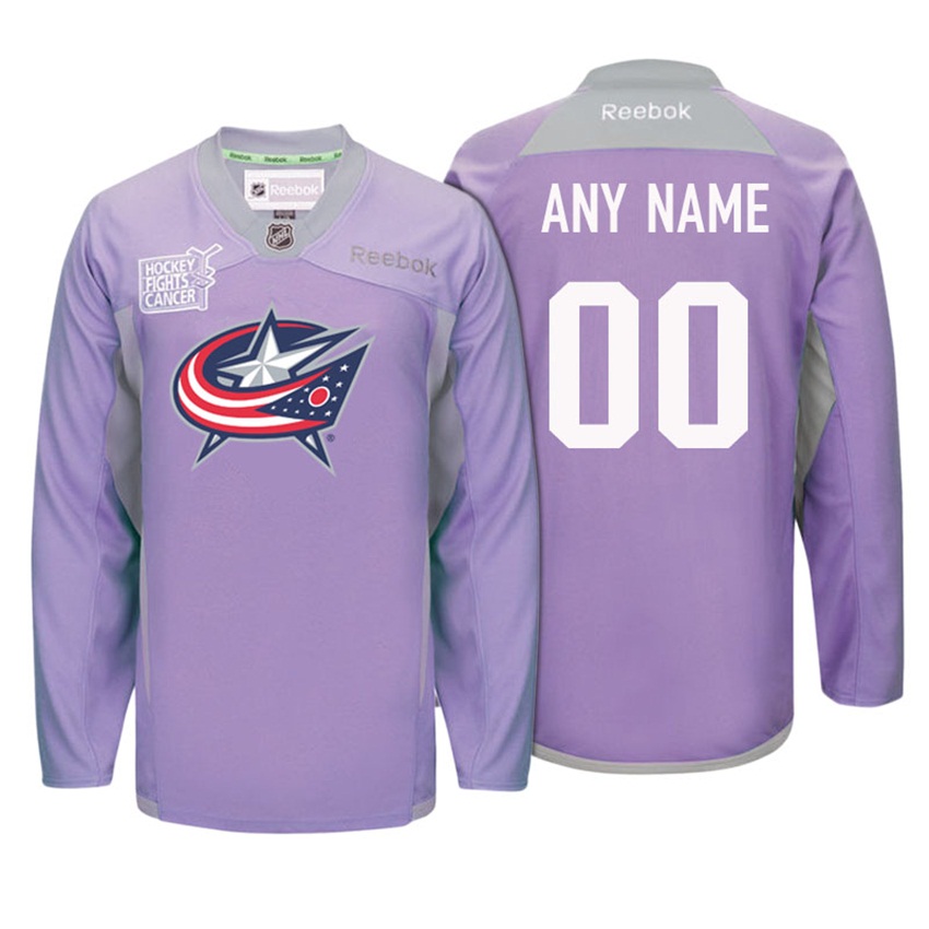 Blue Jackets Purple Hockey Fights Cancer Practice Jersey Custom Jersey