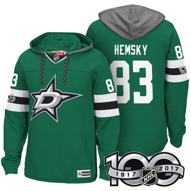 NHL Stars #83 Ales Hemsky Green Centennial Patch Hoodie