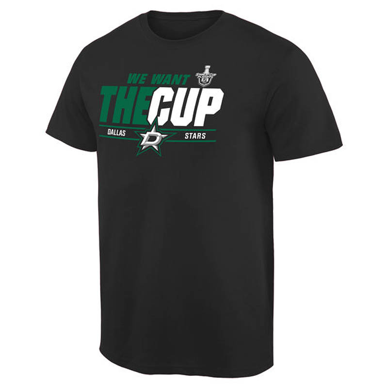 Dallas Stars 2016 Stanley Cup Playoffs Bound We Want The Cup Ice Hockey Black T-Shirt