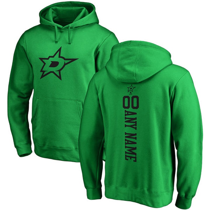 NHL Dallas Stars Kelly Green Personalized Backer Fleece Pullover Hoodie