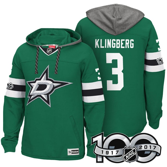 NHL Stars #3 John Klingberg Green Centennial Patch Hoodie