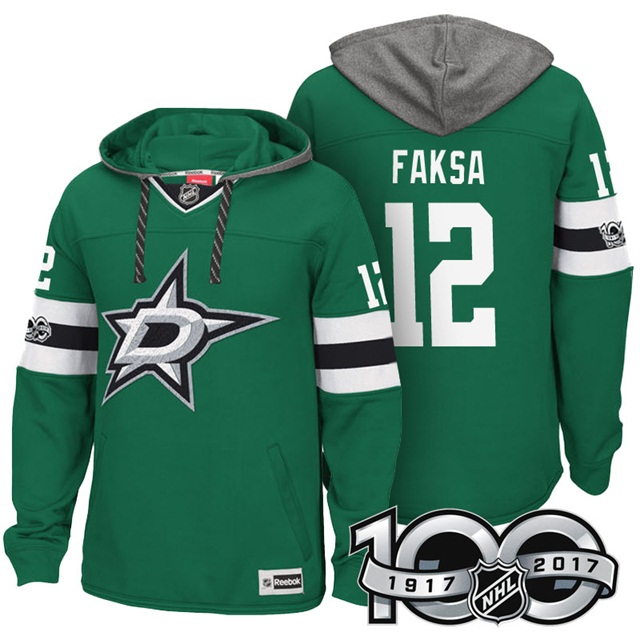 NHL Stars #12 Radek Faksa Green Centennial Patch Hoodie