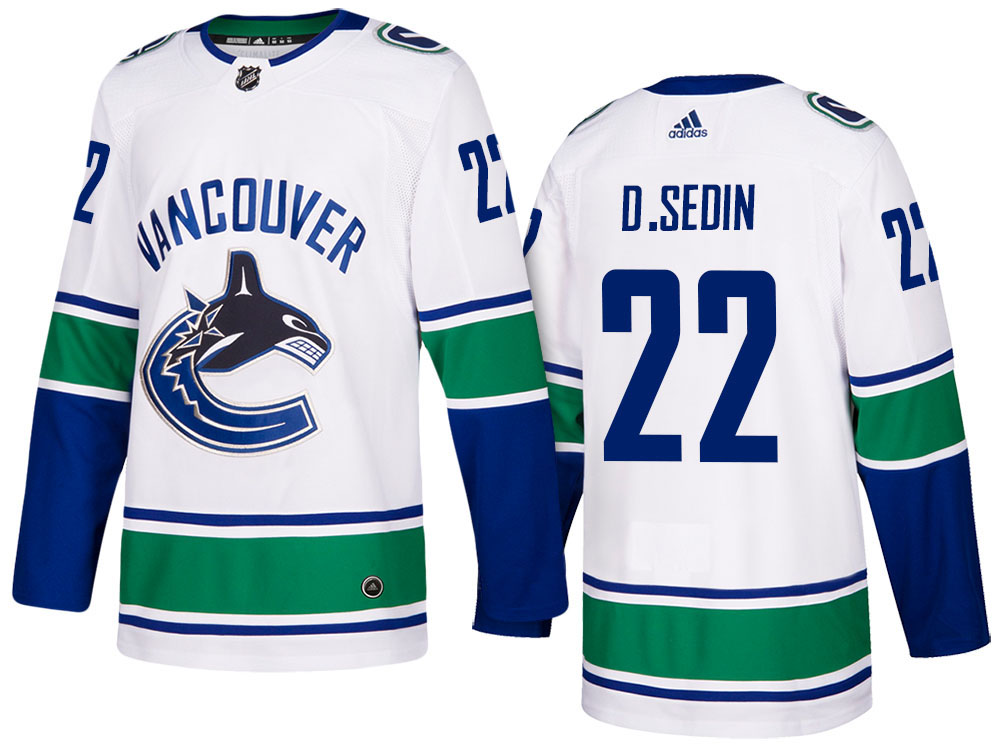 NHL Men's Vancouver Canucks #22 Daniel Sedin White 2017-2018 Season New Outlook Uniforms