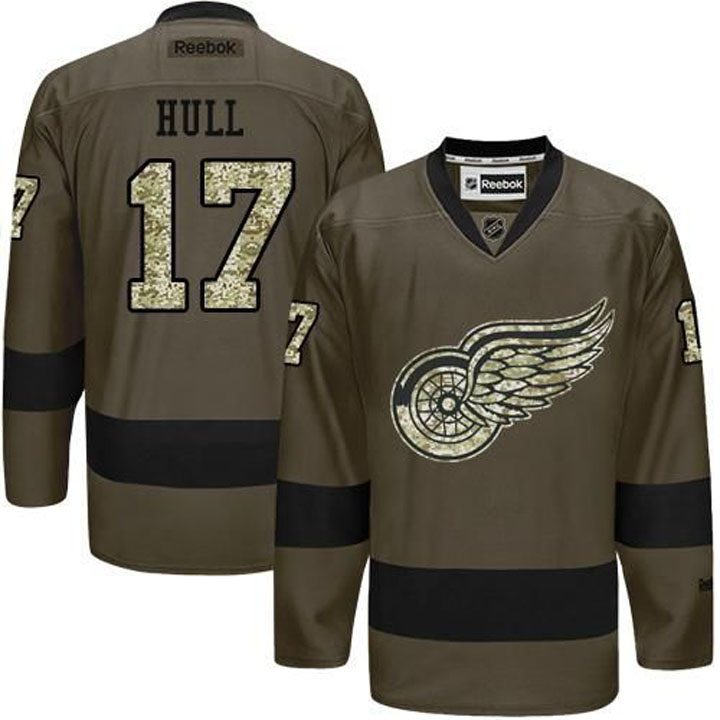 Brett Hull Detroit Red Wings #17 Green Camo Player Jersey