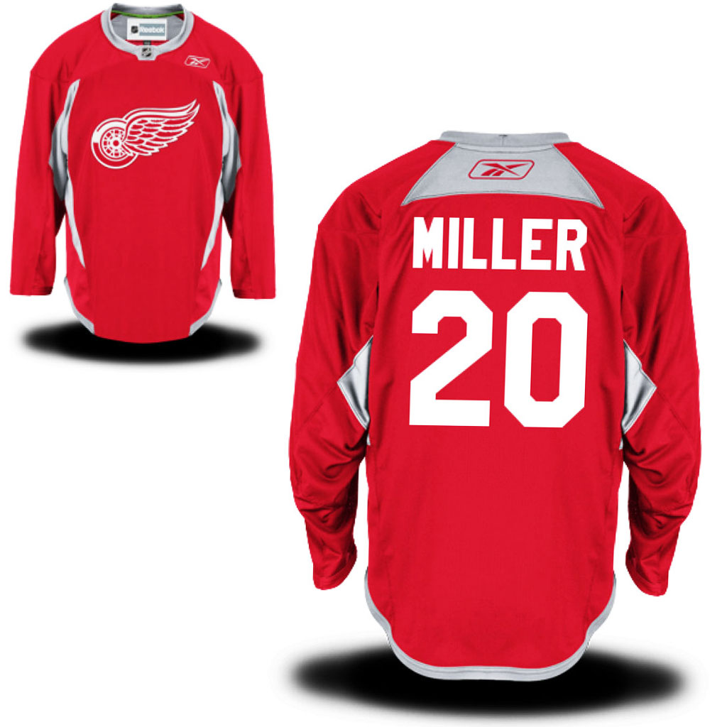 Red Wings Drew Miller Red Practice Jersey