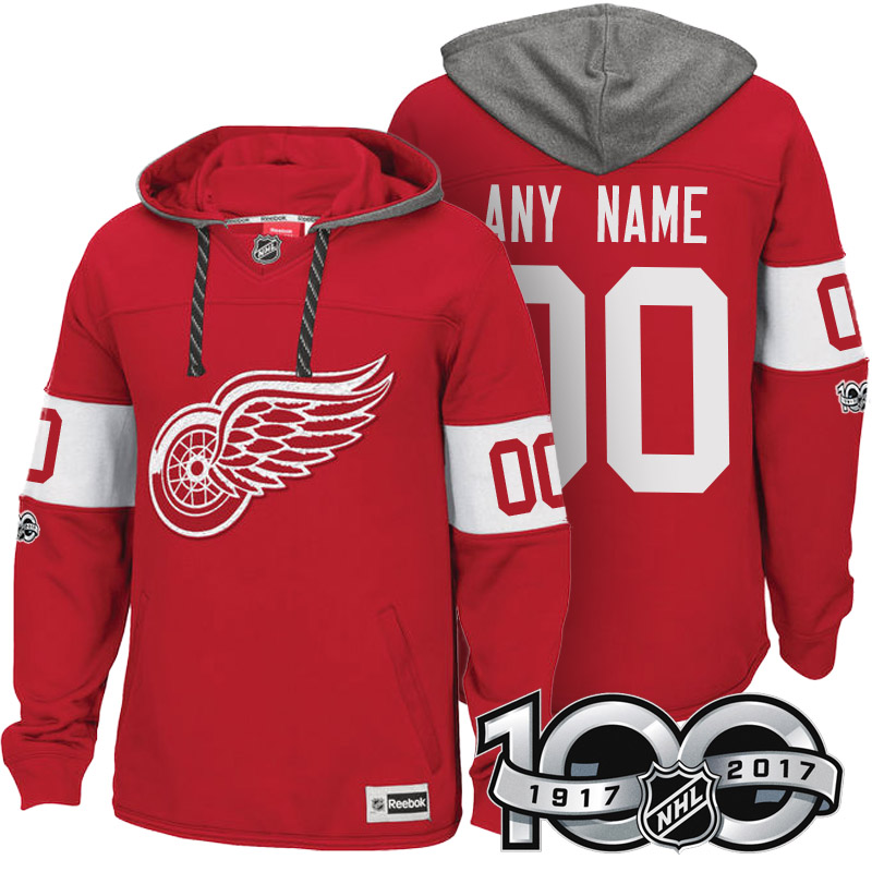 Red Wings Red Centennial Patch Custom Hoodie