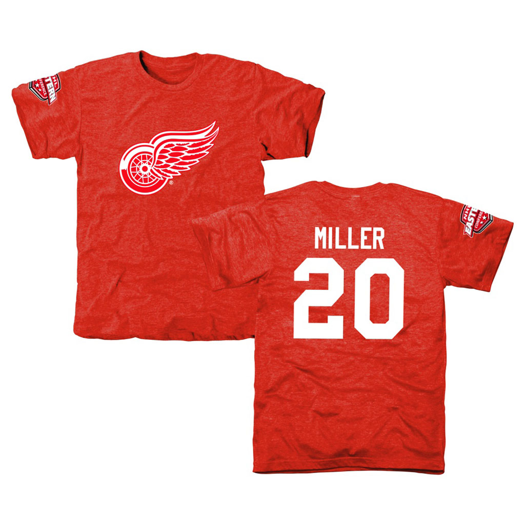 Detroit Red Wings Drew Miller Red Tri-blend T-Shirt