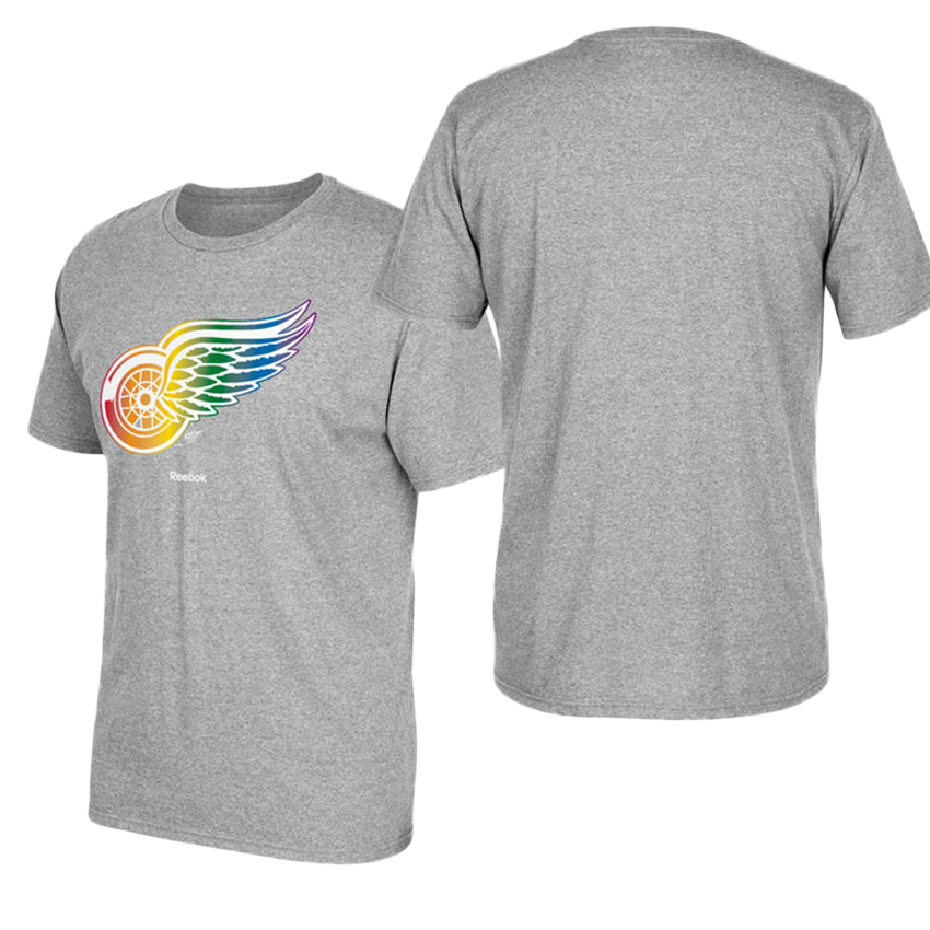 Detroit Red Wings Gray Hockey Is For Everyone Rainbow T-shirt