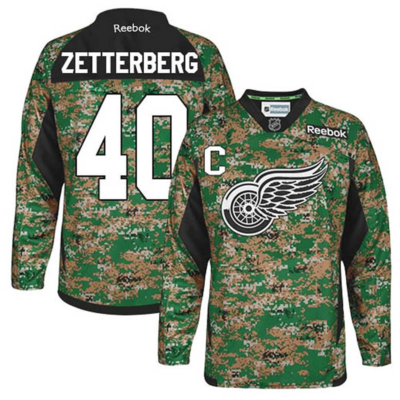 Henrik Zetterberg Detroit Red Wings #40 Veterans Day Ice Hockey Jersey