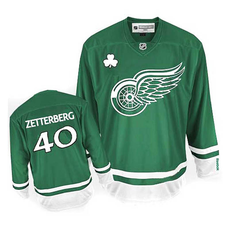 Henrik Zetterberg Detroit Red Wings #40 St Patty's Day Ice Hockey Jersey