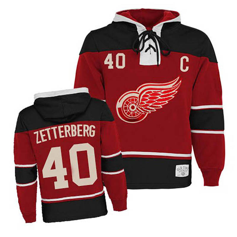 Henrik Zetterberg Detroit Red Wings #40 Ice Hockey Sawyer Hooded Sweatshirt